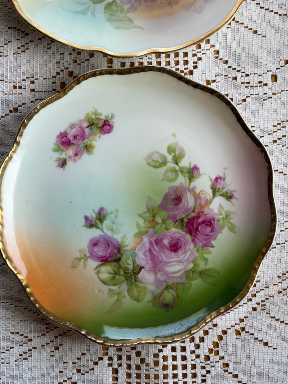 Vintage Bavaria Floral Plates Set Gold Trim Cottagecore Roses 🌹 - Picture 2 of 13